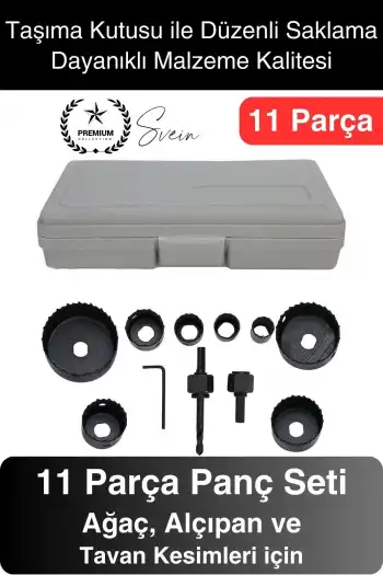 11 Parça Panç Seti Ağaç Kesme Testere Matkap Ucu Takımı Alçıpan Tavan Kartonpiyer Alyan Anahtar