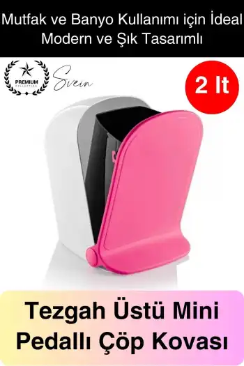 Yeni Nesil Tasarım Pedallı Masaüstü 2 lt Mutfak Banyo Çocuk Odası Çöp Kovası Pratik Tezgah Üstü