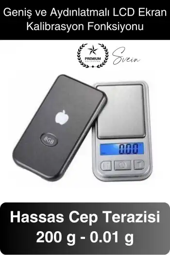 Premium Pilli Mini Hassas Cep Terazisi Tartı 200 g Kapasite 0.01 g Kuyumcu Tartısı Kılıflı Kalibre