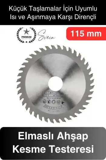 Premium 115 mm Ahşap Sunta Kesme Elmaslı Ağaç Tahta Daire Testeresi Küçük Taşlama Uyumlu Disk