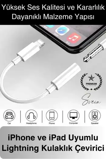İphone 15-14-13-12-11-X-7-8 Lightning Uyumlu Kablolu Kulaklık Çevirici Tak Çalıştır Aux Dönüştürücü