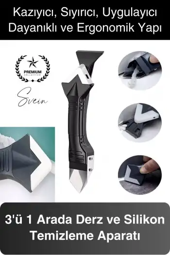 3ü 1 Arada Fayans Derz Dolgu Silikon Kazıyıcı Sıyırıcı Uygulayıcı Aparat Mutfak Banyo Kapı Pencere