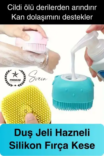 Şampuan Hazneli Silikon Banyo Lifi Duş Fırçası Jel Keseli Vücut Masaj Lif Çok Amaçlı Temizlik