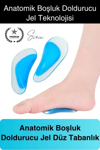 1 Çift Uzun Süreli Kullanım Ark Takviye Düz Taban İçin Boşluk İçe Basma Destekli Anatomik Silikon