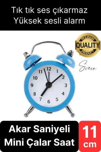 Sessiz Çalışan Yüksek Sesli Alarmlı Retro Tasarım Analog Masaüstü Çanlı Mini Çalar Saat Başucu 11 cm