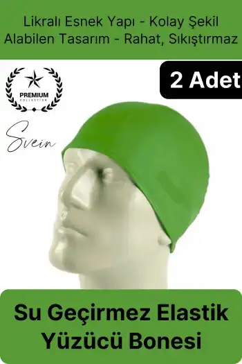 2li Her Saça Uygun Su Geçirmez Bez Bone Likralı Yüzücü Deniz Havuz Elastik Unisex Kulak Korumalı