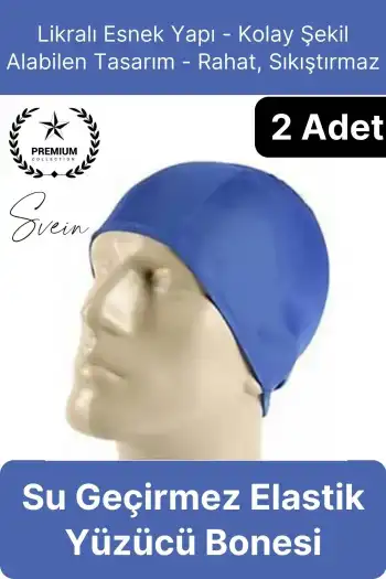 2li Her Saça Uygun Su Geçirmez Bez Bone Likralı Yüzücü Deniz Havuz Elastik Unisex Kulak Korumalı