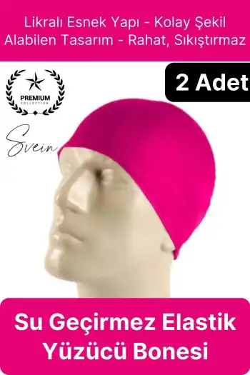 2li Her Saça Uygun Su Geçirmez Bez Bone Likralı Yüzücü Deniz Havuz Elastik Unisex Kulak Korumalı