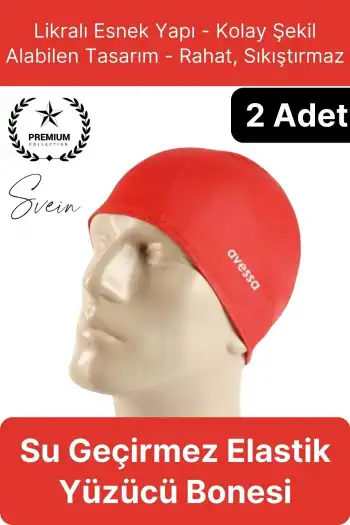 2li Her Saça Uygun Su Geçirmez Bez Bone Likralı Yüzücü Deniz Havuz Elastik Unisex Kulak Korumalı