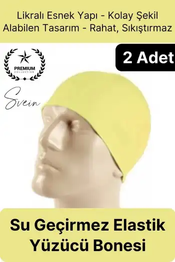 2li Her Saça Uygun Su Geçirmez Bez Bone Likralı Yüzücü Deniz Havuz Elastik Unisex Kulak Korumalı