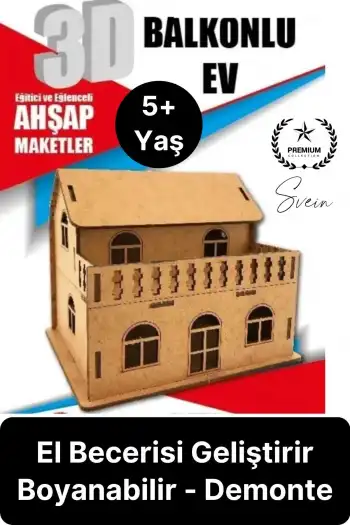 Özel Üretim 3 Boyutlu Minyatür Ham Ahşap Maket Boyanabilir Eğitici Öğretici Motor Beceri Hobi Oyun