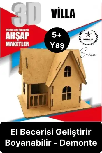 Özel Üretim 3 Boyutlu Minyatür Ham Ahşap Maket Boyanabilir Eğitici Öğretici Motor Beceri Hobi Oyun