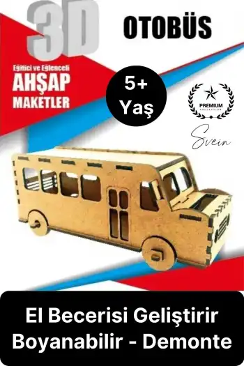 Özel Üretim 3 Boyutlu Minyatür Ham Ahşap Maket Boyanabilir Eğitici Öğretici Motor Beceri Hobi Oyun