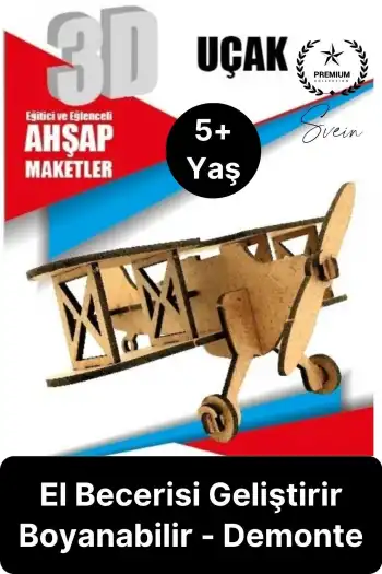 Özel Üretim 3 Boyutlu Minyatür Ham Ahşap Maket Boyanabilir Eğitici Öğretici Motor Beceri Hobi Oyun