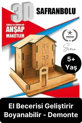 Özel Üretim 3 Boyutlu Minyatür Ham Ahşap Maket Boyanabilir Eğitici Öğretici Motor Beceri Hobi Oyun