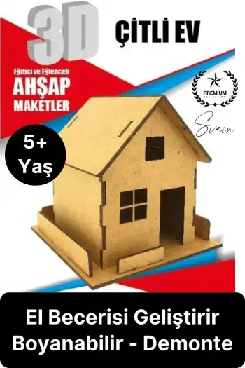 Özel Üretim 3 Boyutlu Minyatür Ham Ahşap Maket Boyanabilir Eğitici Öğretici Motor Beceri Hobi Oyun