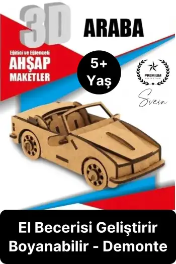 Özel Üretim 3 Boyutlu Minyatür Ham Ahşap Maket Boyanabilir Eğitici Öğretici Motor Beceri Hobi Oyun