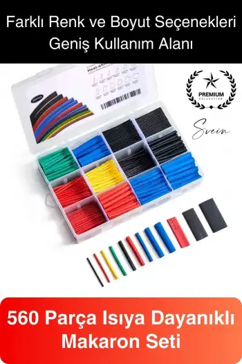 560 Parça Makaron Seti Kutulu Kablo Birleştirme Koruyucu Yalıtım Sıcaklıkla Daralan Tamirat Kaplama