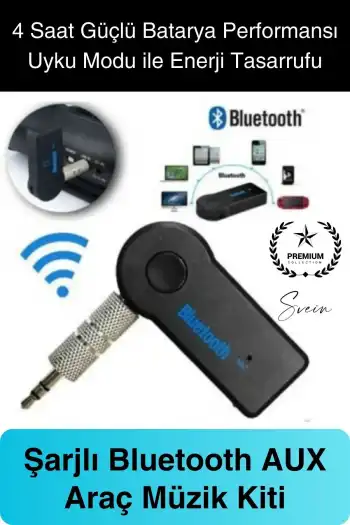 Şarjlı Blutooth Aux Araç Kiti Müzik Ses Alıcı Adaptörü 3.5mm Jak Tv Telefon Kablosuz Bağlantı