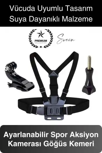 Premium Ayarlanabilir Göğüse Sabitlenen Spor Aksiyon Kamerası Kemeri Video Görüntü Çekim Ekipmanı