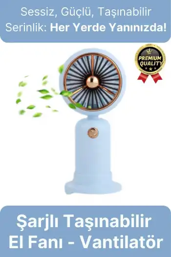 Özel Üretim Taşınabilir Usb Şarjlı Sessiz 2 Kademeli Serinletici Tutmalı Masa El Fanı Vantilatör