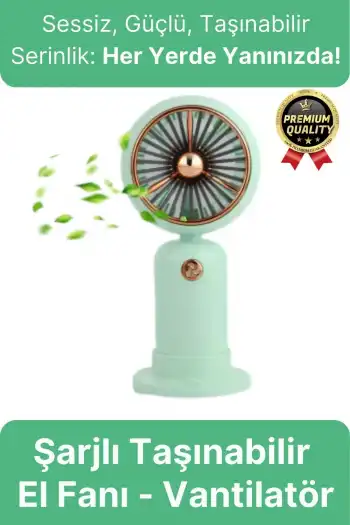 Özel Üretim Taşınabilir Usb Şarjlı Sessiz 2 Kademeli Serinletici Tutmalı Masa El Fanı Vantilatör