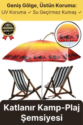 Dayanıklı Katlanabilir Fiber Tel Büyük Boy 170cm Deniz Bahçe Balkon Piknik Kamp Güneş Plaj Şemsiyesi