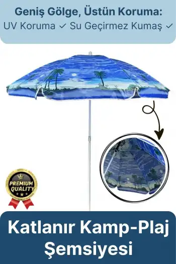 Dayanıklı Katlanabilir Fiber Tel Büyük Boy 170cm Deniz Bahçe Balkon Piknik Kamp Güneş Plaj Şemsiyesi