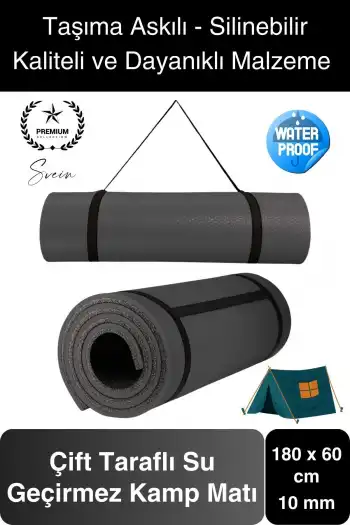 Su Geçirmez 180 cm Çift Taraflı Kaymaz Dağcı Kamp Minderi Taşıma Askılı Rahat Zemin Matı Yatak