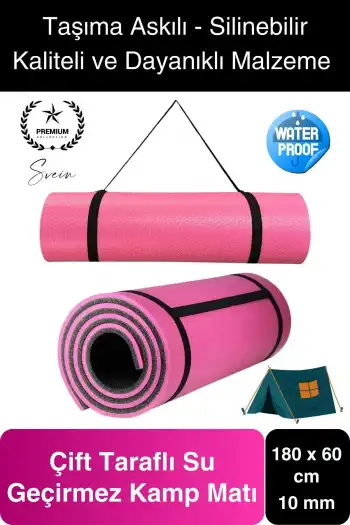 Su Geçirmez 180 cm Çift Taraflı Kaymaz Dağcı Kamp Minderi Taşıma Askılı Rahat Zemin Matı Yatak