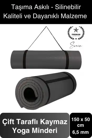 150 cm Dayanıklı Kaymaz Taşıma Askılı Su Geçirmez Yoga Pilates Matı Rahat Konforlu Taşınabilir