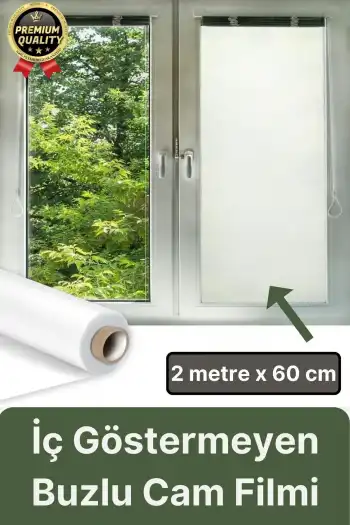 Premium UV Engelleyici İçeriyi Göstermeyen Yapışkan İz Bırakmaz Ofis Ev Buzlu Cam Filmi 2 mt x 60 cm