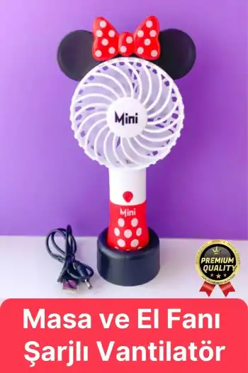 Yeni Seri Taşınabilir Kablosuz 1200mAh Pervaneli 2 Kademeli Usb Şarjlı Masa ve El Fanı Vantilatör