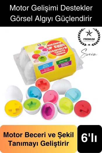 6lı Geometrik Yumurta Eşleme Oyunu Motor Gelişim Görsel Algı Şekilli Eğitici Öğretici Oyuncak