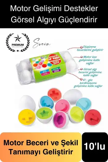 10lu Geometrik Yumurta Eşleme Oyunu Motor Gelişim Görsel Algı Şekilli Eğitici Öğretici Oyuncak