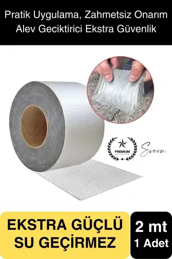 Ekstra Güçlü 2 mt Dış Cephe Su Geçirmez Sakız Bant Yalıtım Çamur Bandı Alev Geciktirici Sızdırmaz