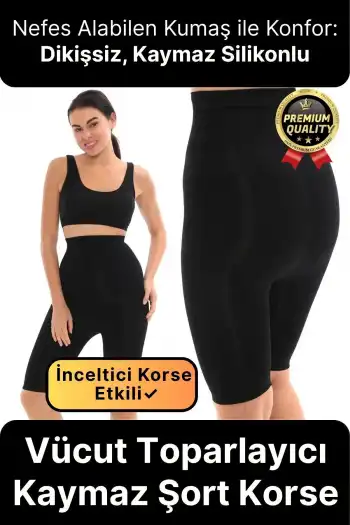 Doğum Sezeryan Sonrası Vücut Toparlayıcı Kaymaz Silikon Dikişsiz Selüllit Önleyici Paçalı Şort Korse