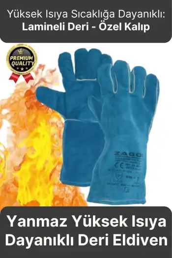 Özel Üretim Konforlu Yüksek Isıya Dayanıklı Yangın Kaynakçı Yanmaz Çok Amaçlı Bahçe Deri İş Eldiveni