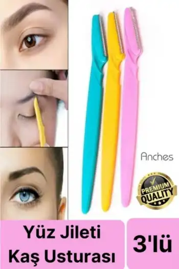Çok Amaçlı Pratik Tahriş Etmez Acısız Yüz Tüy Alma Epilasyon Aleti 3lü Kaş Bıyık Tıraş Usturası