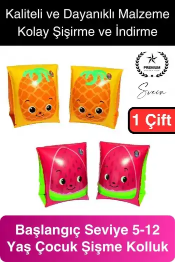 Meyve Desen Güvenli 5-12 Yaş Çocuklar İçin Yüzme Kolluk Deniz Havuz Şişme Kolluğu Yüzücü Hava Odalı