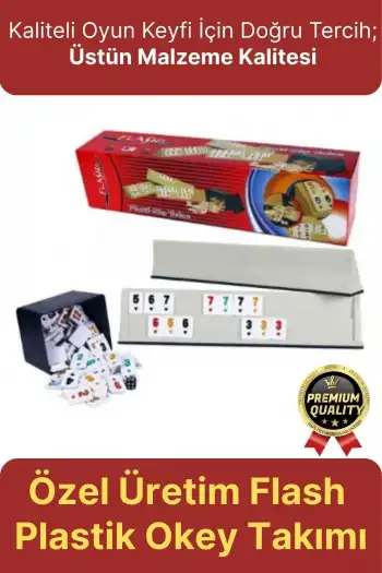 Premium Kaliteli Eğlence Hobi Çizilmeye Dayanıklı Silinebilir Büyük Boy Flash Plastik Okey Takımı