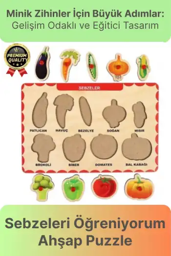 Yeni Seri Çocuk Ebeveyn Eğlenceli Eğitici Öğrenme Destekli Sebzeler Yapboz Ahşap Tutmalı Puzzle
