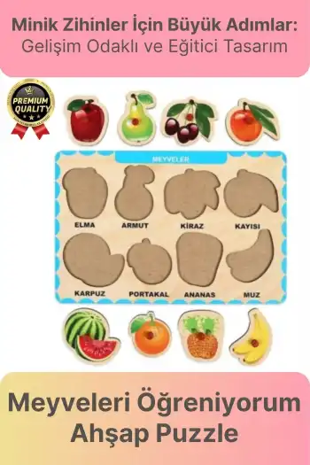 Yeni Seri Çocuk Ebeveyn Eğlenceli Eğitici Öğrenme Destekli Meyveler Yapboz Ahşap Tutmalı Puzzle