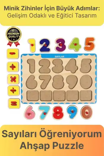 Yeni Seri Çocuk Ebeveyn Eğlenceli Eğitici Öğrenme Destekli Sayılar Yapboz Ahşap Tutmalı Puzzle