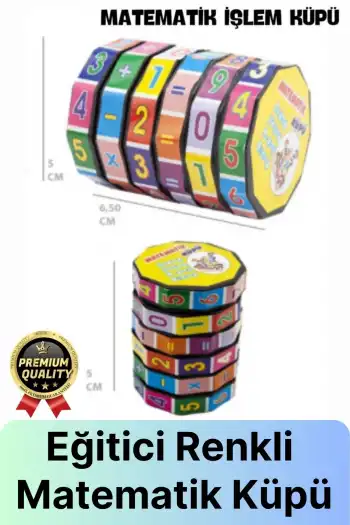 Çok Amaçlı Çocuk Eğlenceli Eğitici Öğretici Zeka Gelişimini Destekleyen Renkli Temel Matematik Küpü
