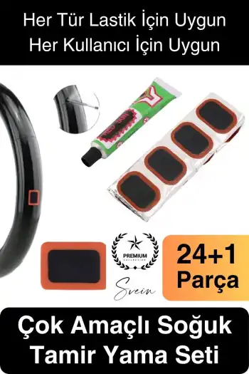 Ekstra Güçlü 24 Parça Kolay Pratik Araba Bisiklet Motosiklet Soğuk Yama Lastik Tamir Yaması Seti