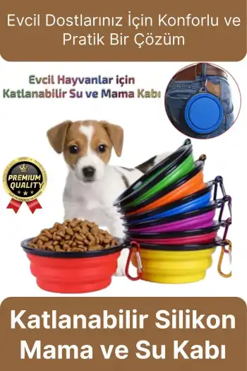 Özel Üretim Portatif Pratik Renkli Silikon Kancalı Katlanabilir Evcil Hayvan Kedi Köpek Mama Su Kabı