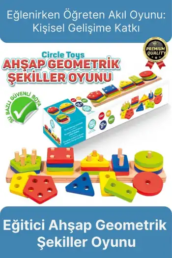Özel Üretim Kişisel Gelişim Koordinasyon Çocuk Eğlenirken Öğreten Ahşap Geometrik Şekiller Oyunu