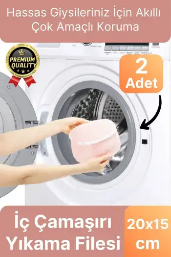 Çok Amaçlı Dayanıklı Fermuarlı Kumaş Sütyen İç Çamaşırı Yıkama Filesi Torbası Seti 2 Adet 20x15cm