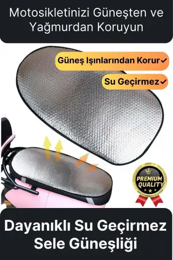 Özel Üretim Alüminyum Koltuk Kılıfı Dayanıklı Lastikli Su Geçirmez Motor Sele Güneşliği 60 cm x35 cm